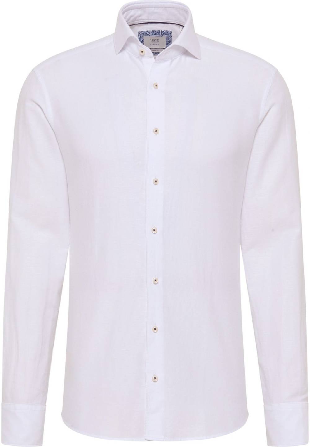 Eterna Camicia eterna slim fit bianca lino e cotone collo alla francese Bestseller