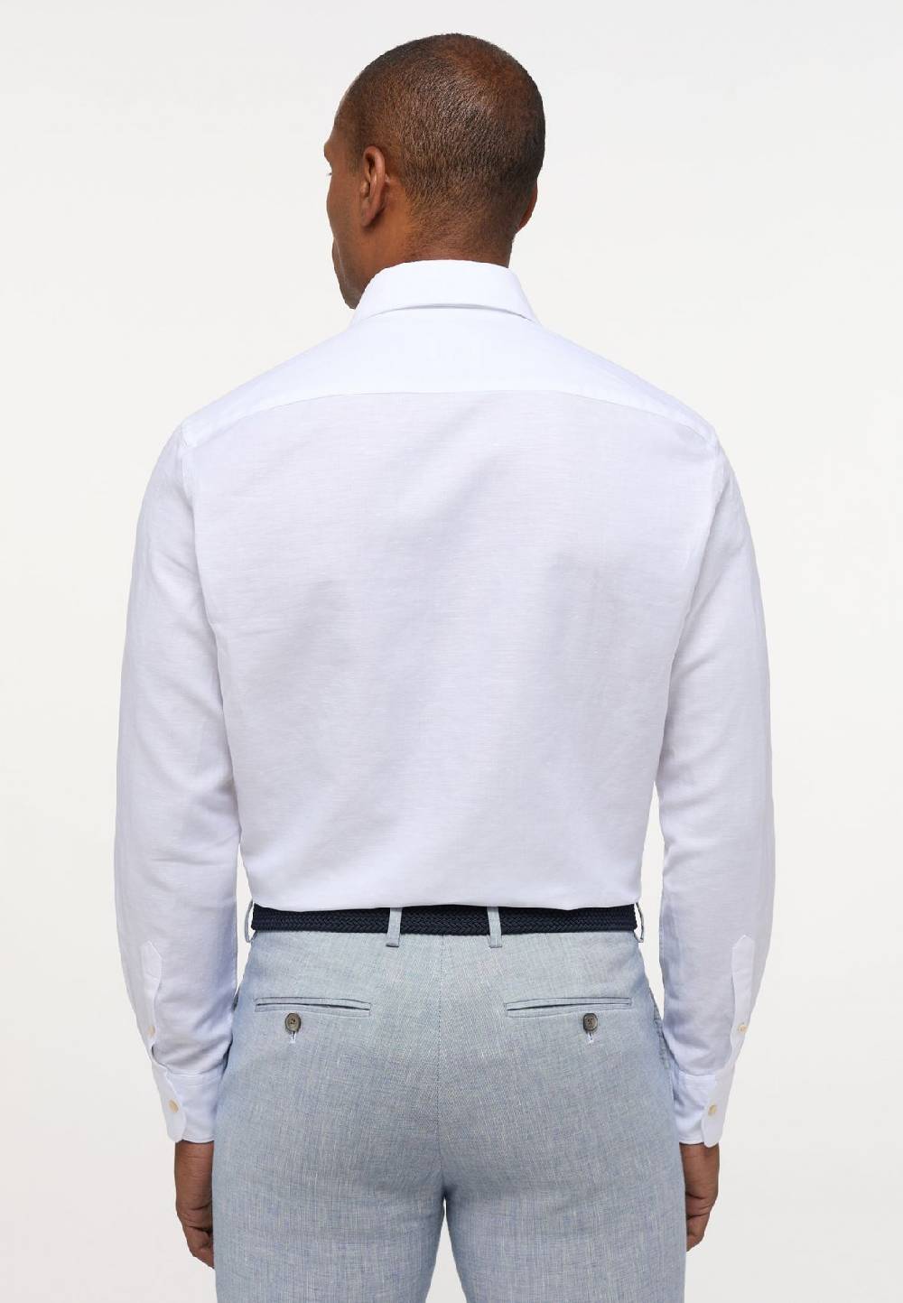 Eterna Camicia eterna in cotone e lino bianca modern fit Offerte stagionali