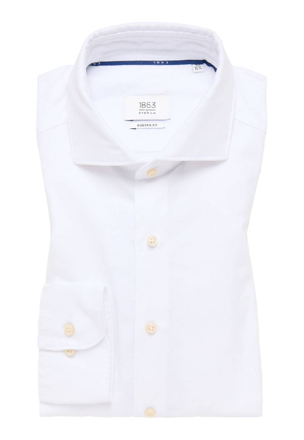 Eterna Camicia eterna in cotone e lino bianca modern fit Offerte stagionali