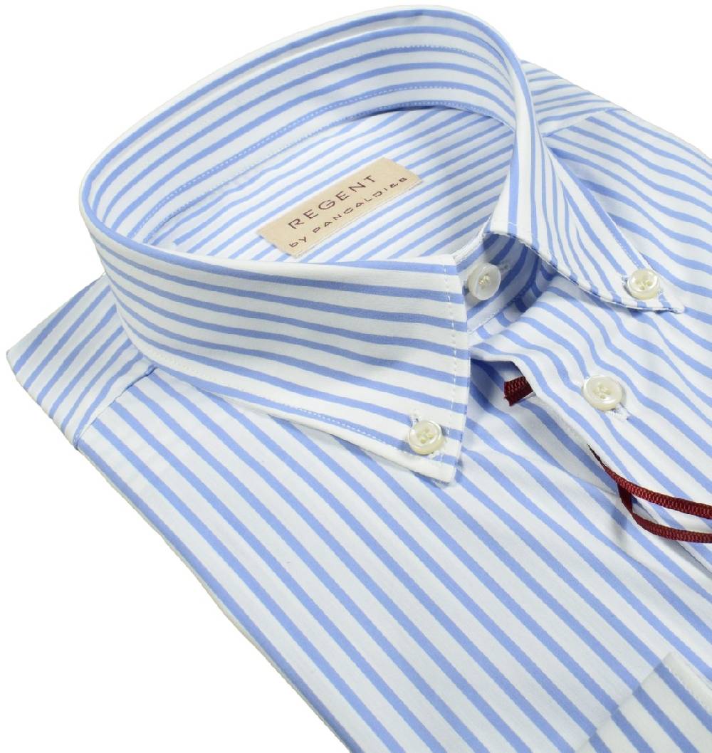 Regent by Pancaldi Camicia pancaldi a righe azzurro regular fit cotone stretch Offerte giornaliere