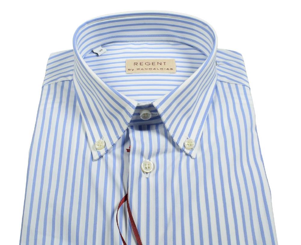 Regent by Pancaldi Camicia pancaldi a righe azzurro regular fit cotone stretch Offerte giornaliere