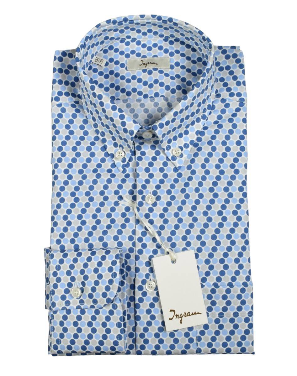 Ingram Camicia ingram button down fantasia geometrica cotone stretch Enormi risparmi