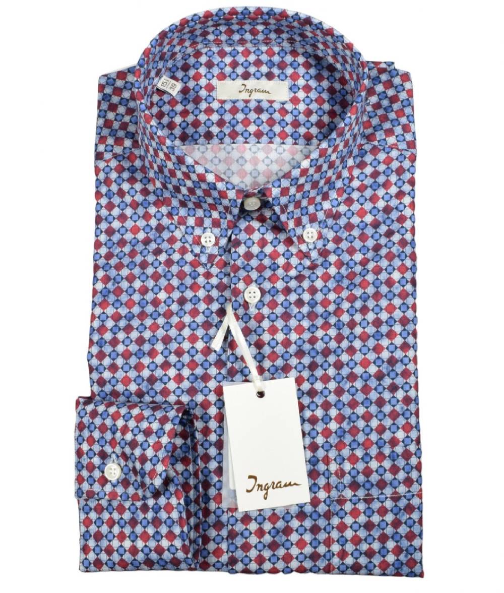 Ingram Camicia ingram button down fantasia geometrica Prezzo basso