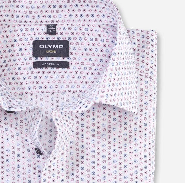 Olymp Camicia olymp luxor rossa in cotone stampato facile stiro Super Saving Price
