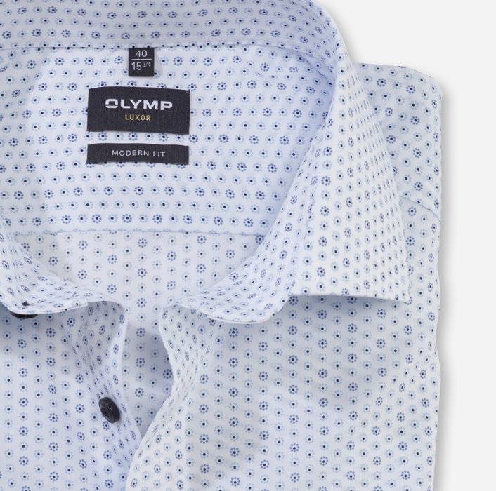 Olymp Camicia olymp luxor celeste in cotone stampato facile stiro Offerta settimanale