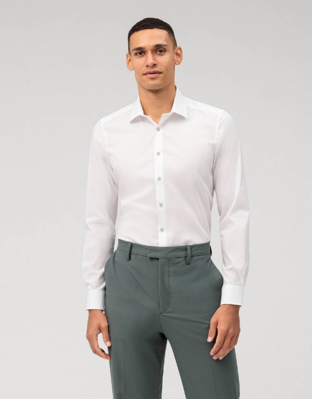 Olymp Camicia olymp bianca slim fit con bottoni verde Rilascio limitato