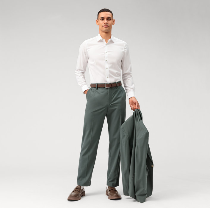 Olymp Camicia olymp bianca slim fit con bottoni verde Rilascio limitato