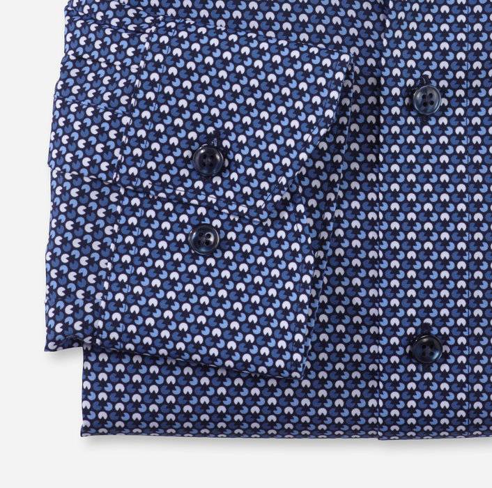 Olymp Camicia olymp blu in cotone popeline stampato modern fit Latest stili
