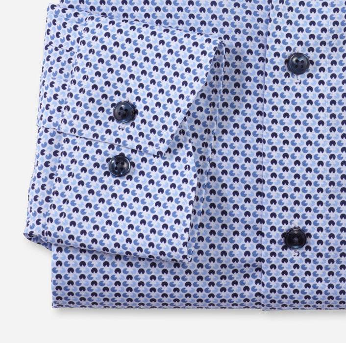 Olymp Camicia olymp celeste in cotone popeline stampato modern fit Ultimi due giorni