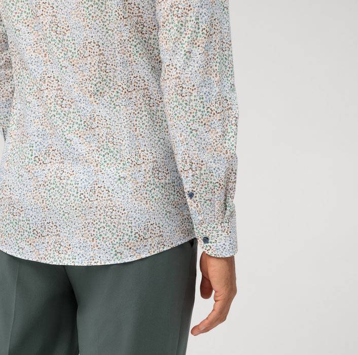 Olymp Camicia olymp fantasia floreale slim fit in cotone stretch Fino al 60% di sconto