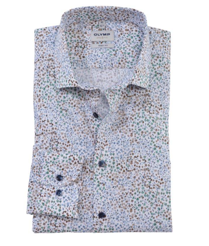 Olymp Camicia olymp fantasia floreale slim fit in cotone stretch Fino al 60% di sconto