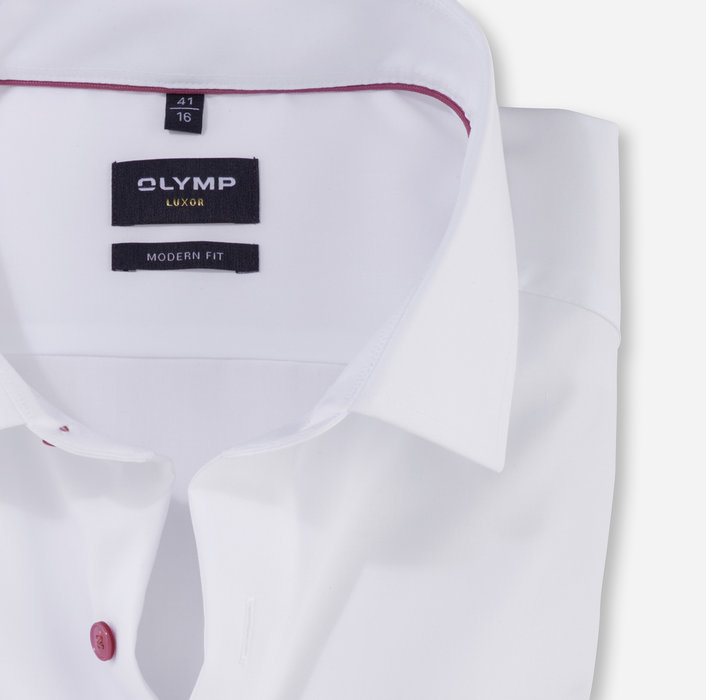 Olymp Camicia bianca olymp modern fit con bottoni malva Offerta speciale della fabbrica