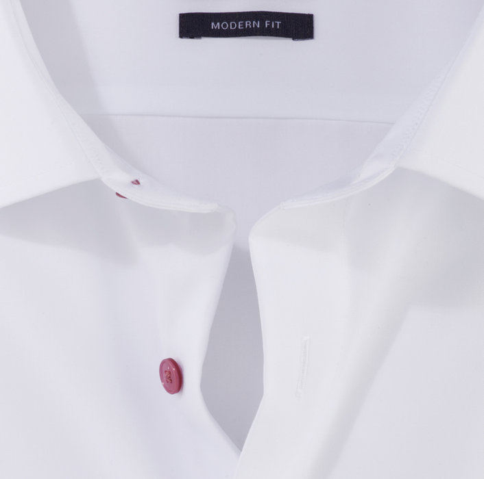 Olymp Camicia bianca olymp modern fit con bottoni malva Offerta speciale della fabbrica