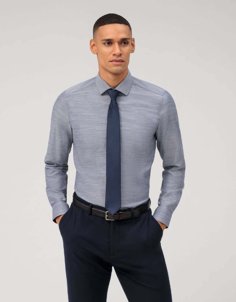 Olymp Camicia olymp blu marine level five slim fit cotone stretch Solo un giorno rimasto