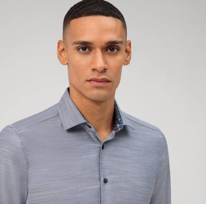 Olymp Camicia olymp blu marine level five slim fit cotone stretch Solo un giorno rimasto