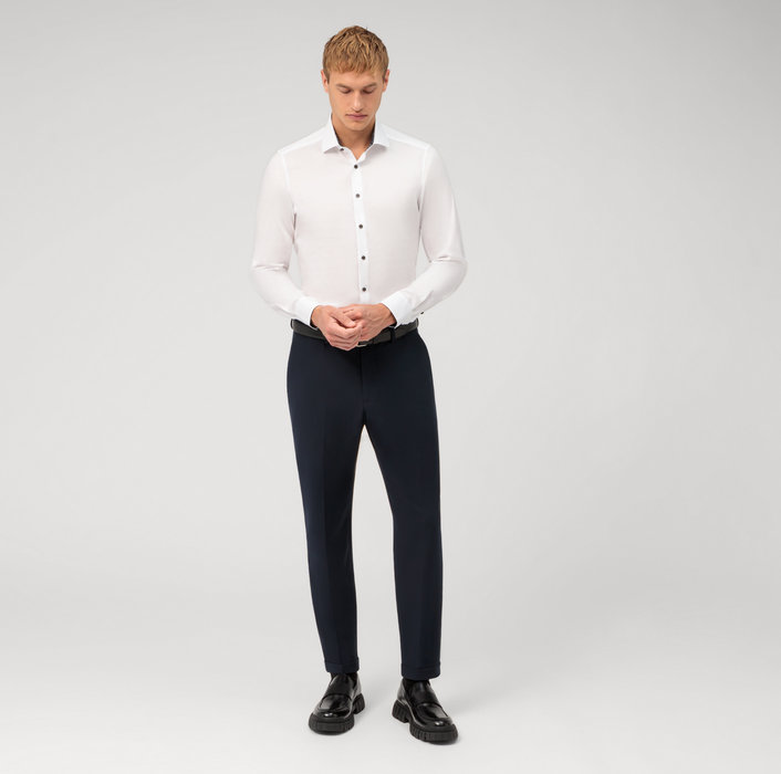 Olymp Camicia olymp bianca level five slim fit cotone stretch 50% di sconto con spedizione gratuita