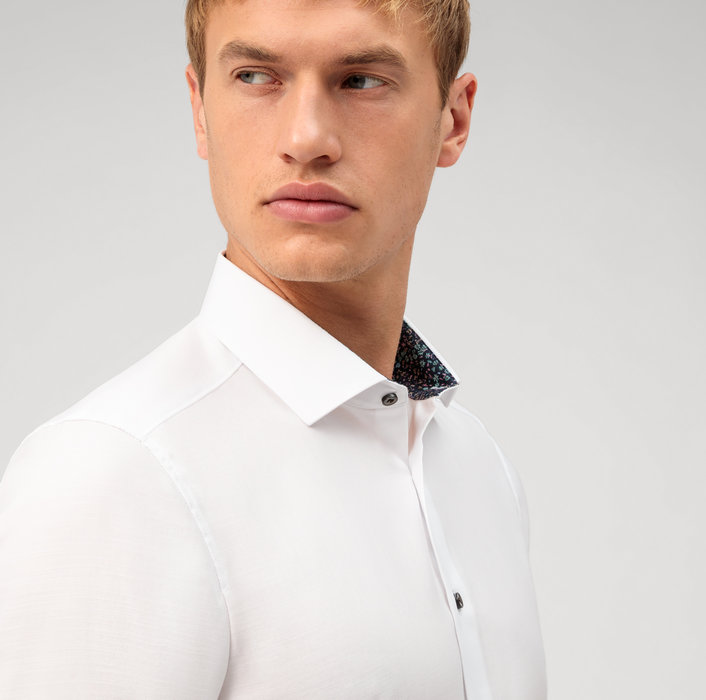 Olymp Camicia olymp bianca level five slim fit cotone stretch 50% di sconto con spedizione gratuita