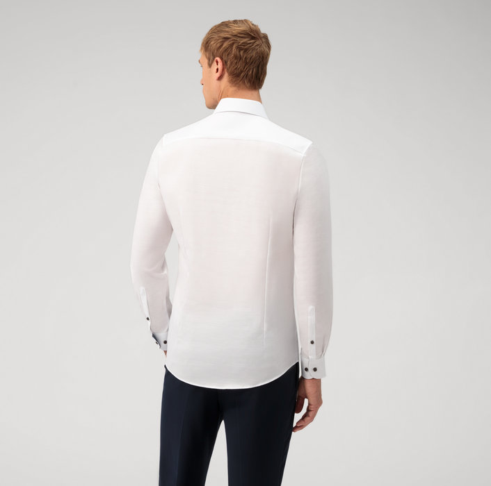 Olymp Camicia olymp bianca level five slim fit cotone stretch 50% di sconto con spedizione gratuita