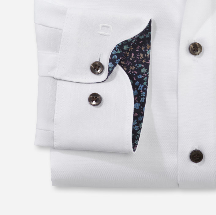Olymp Camicia olymp bianca level five slim fit cotone stretch 50% di sconto con spedizione gratuita