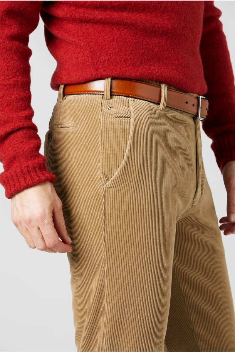 Meyer Pantalone cappuccino meyer in velluto a coste luxury modern fit Nuovo