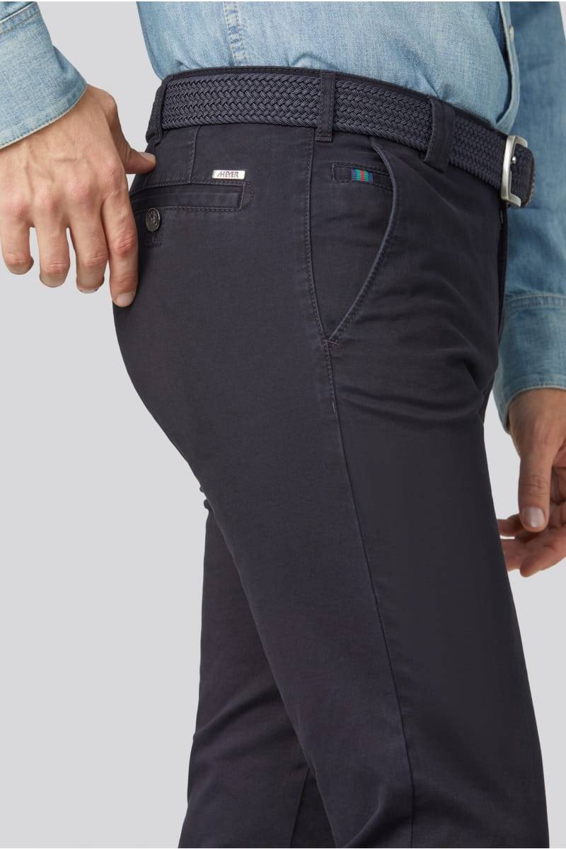 Meyer Pantalone blu meyer in cotone stretch regular fit Fino Al -60%