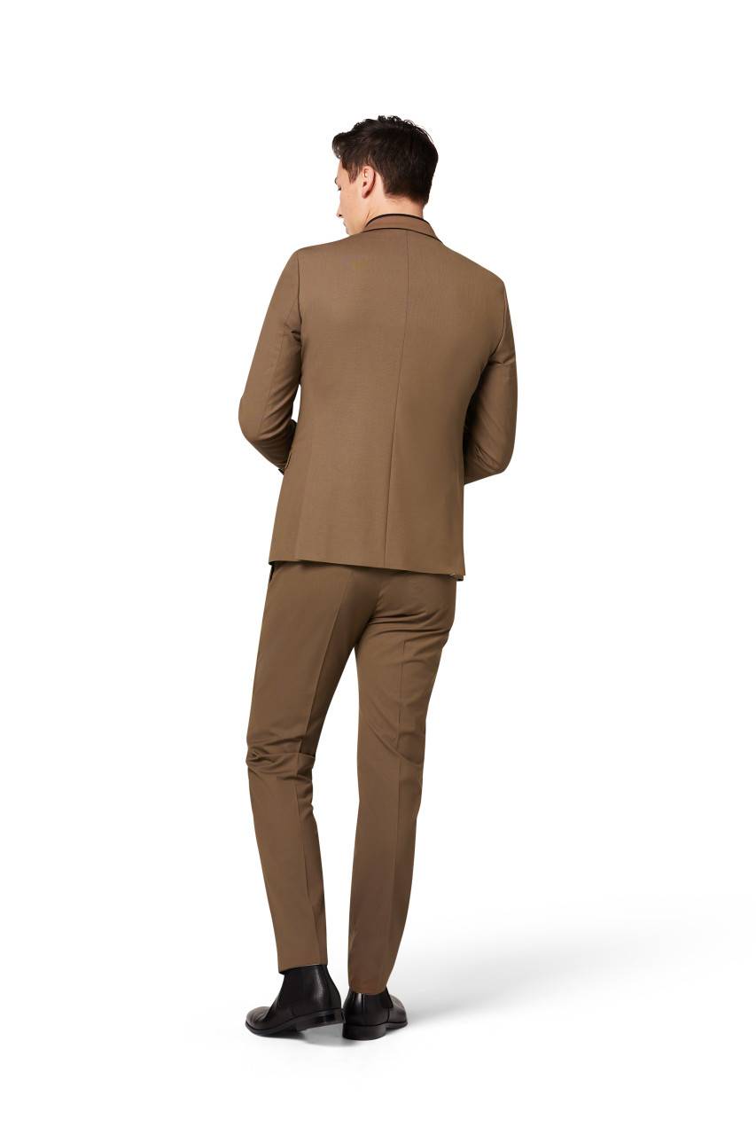 Digel Abito slim fit digel marrone chiaro misto lana bi-stretch Comprare a buon mercato