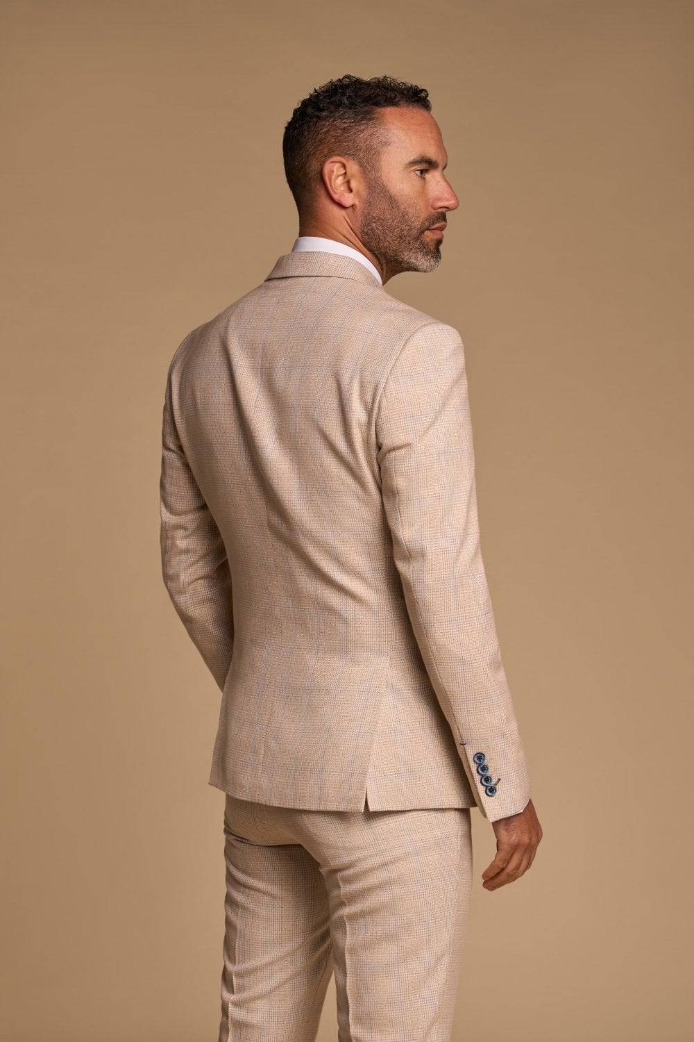 House of Cavani Abito cavani doppiopetto beige a quadri slim fit Offerta Pasqua