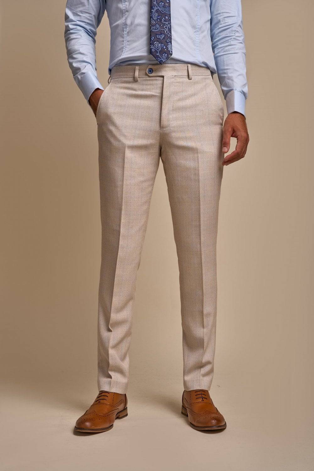 House of Cavani Abito cavani doppiopetto beige a quadri slim fit Offerta Pasqua