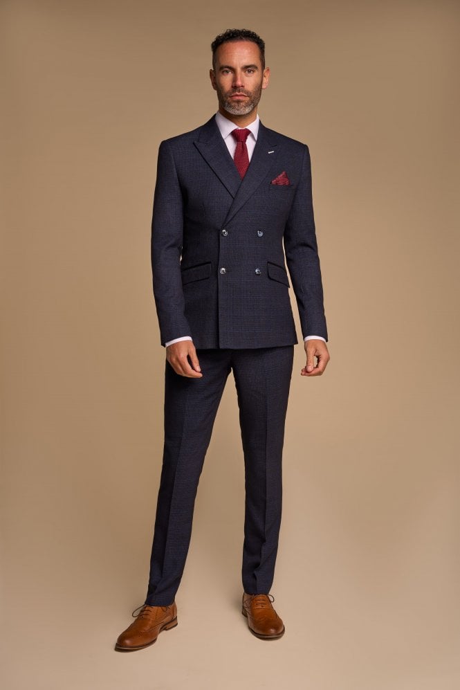 House of Cavani Abito cavani doppiopetto blu a quadri slim fit Offerta per la Festa della Mamma