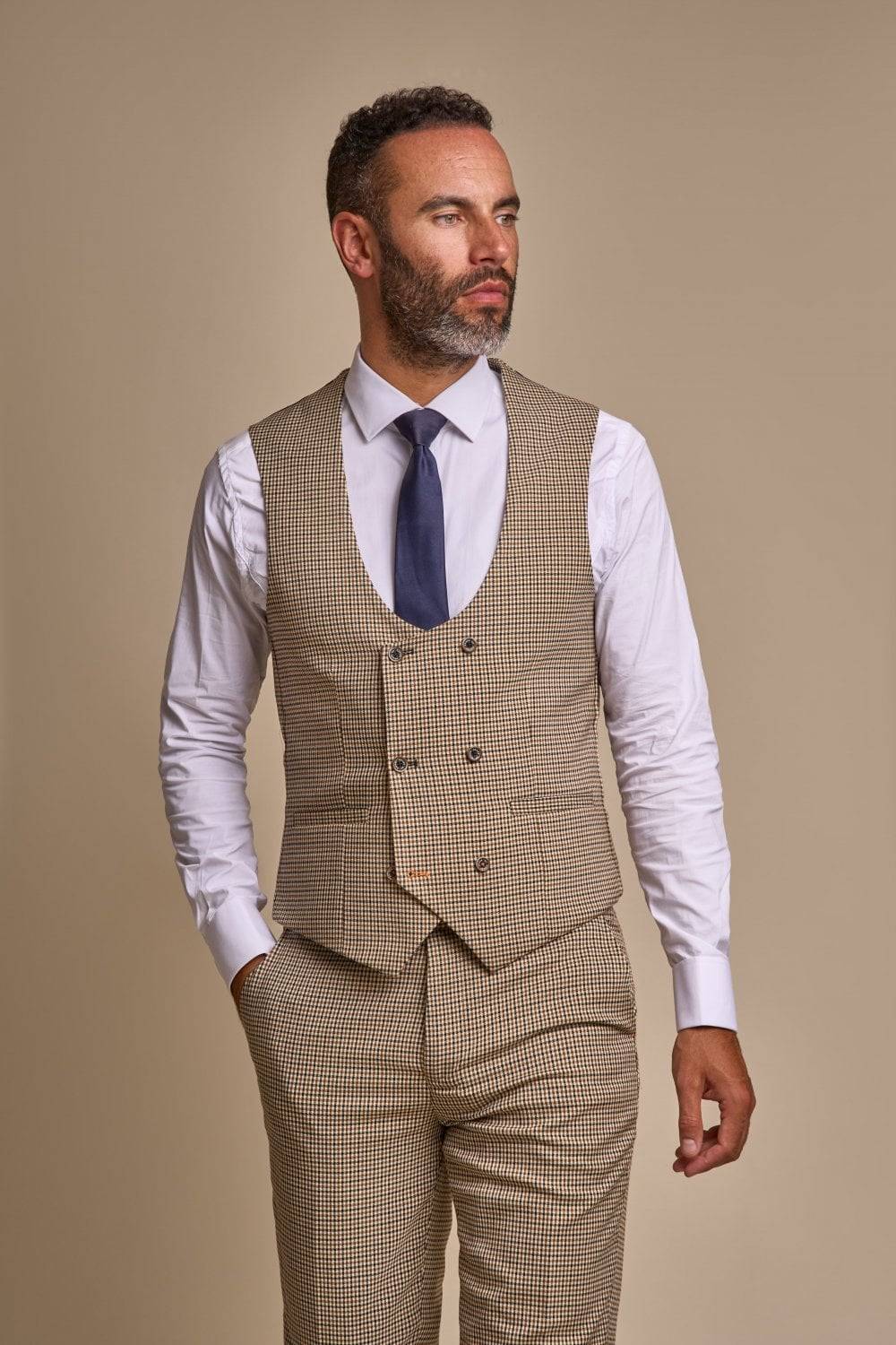 House of Cavani Abito cavani a pied de poule slim fit con panciotto Offerta Anniversario