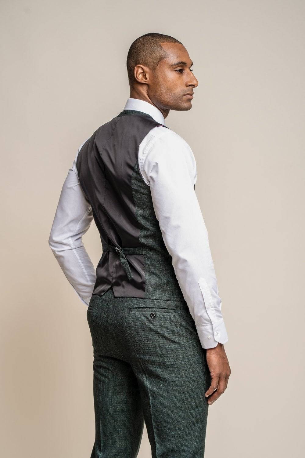 House of Cavani Abito cavani verde a quadri in tweed con panciotto Vendita calda