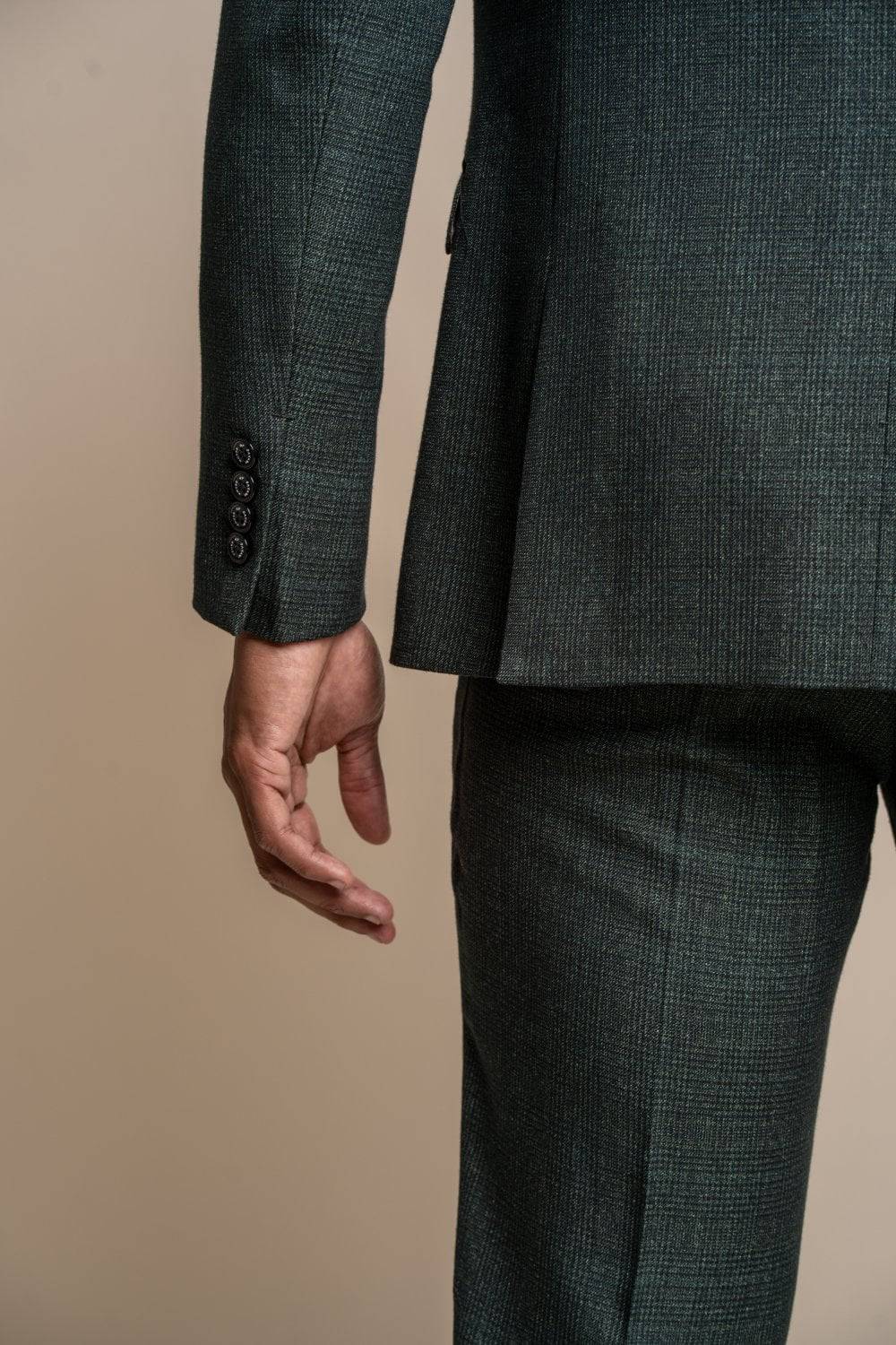 House of Cavani Abito cavani verde a quadri in tweed con panciotto Vendita calda