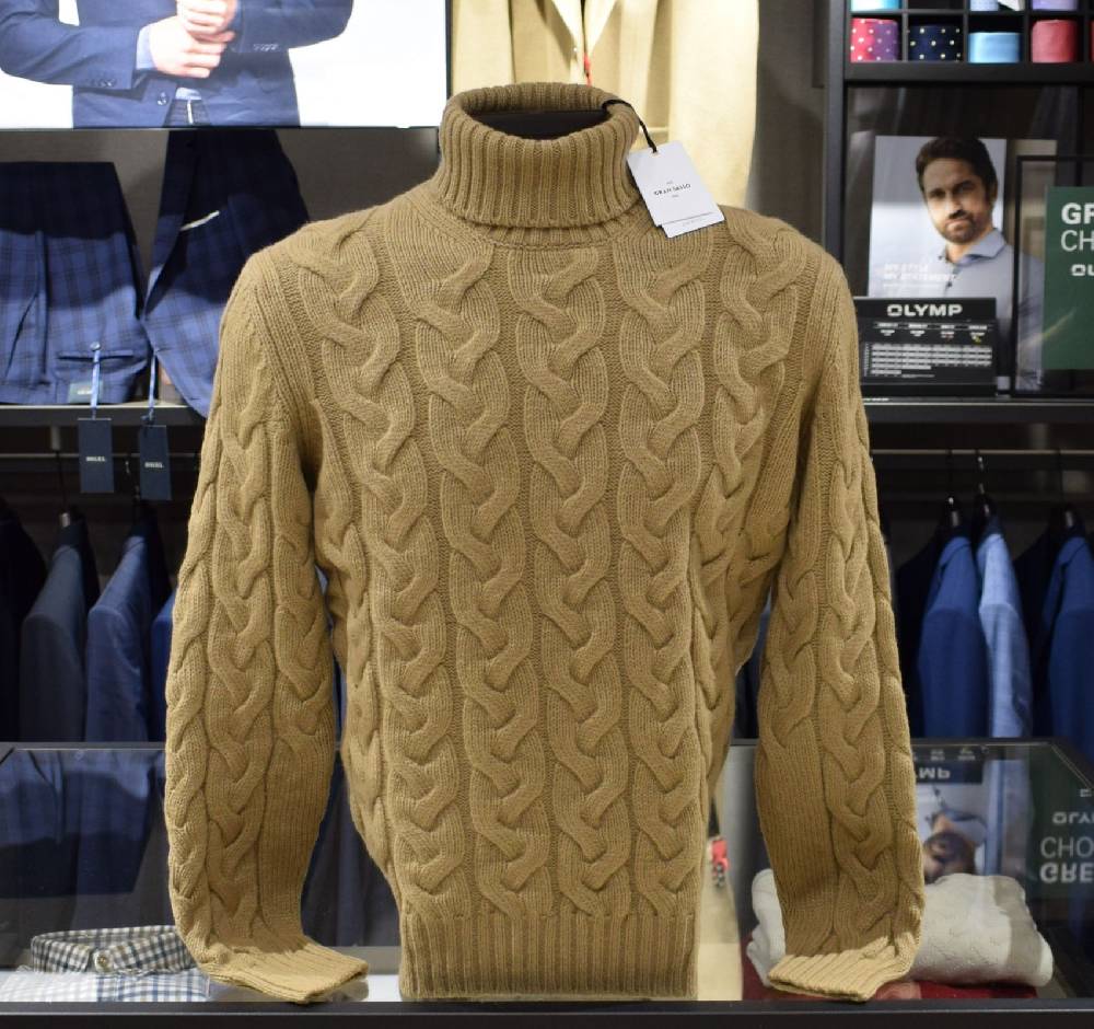 Gran Sasso Dolcevita a trecce cammello lana super geelong air wool Lightning offer
