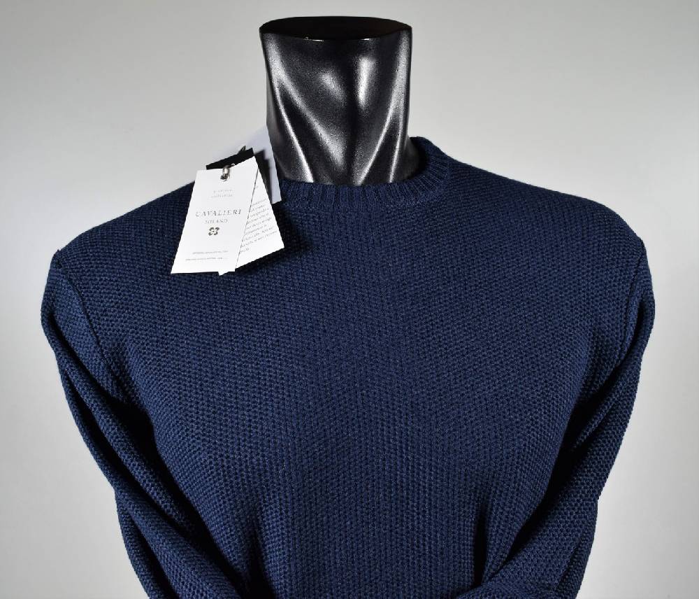 Cavalieri Milano Maglione paricollo blu cavalieri milano modern fit Enormi risparmi