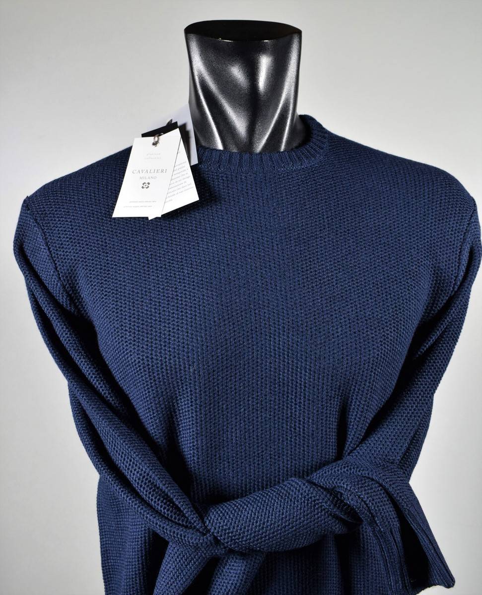 Cavalieri Milano Maglione paricollo blu cavalieri milano modern fit Enormi risparmi