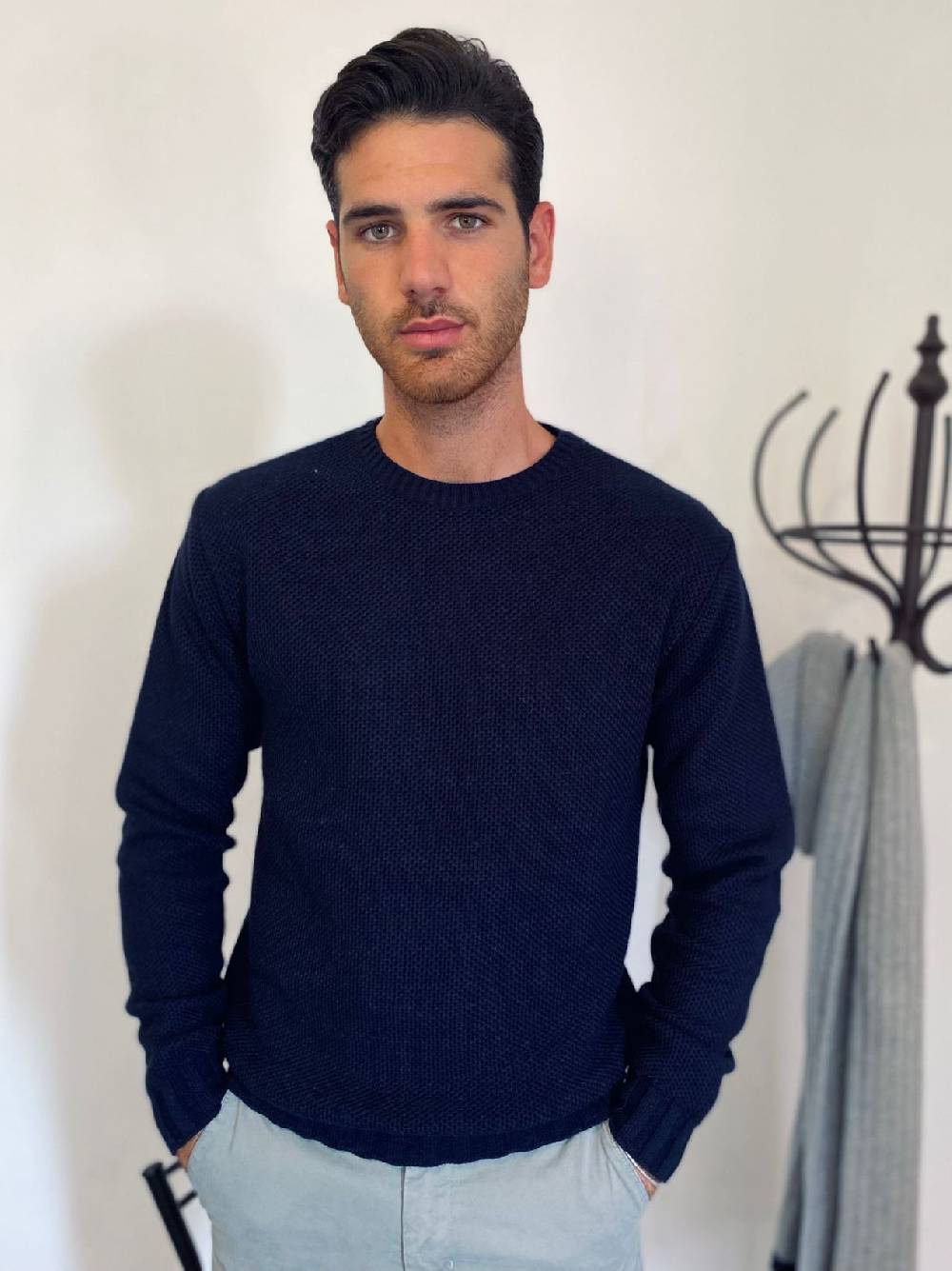 Manuel Garcia Maglione girocollo manuel garcia blu misto lana Super Saving Price