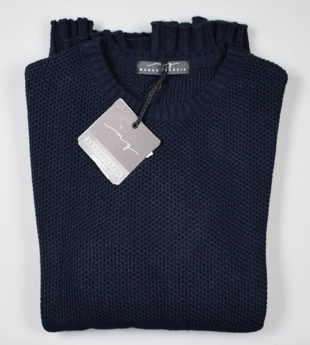 Manuel Garcia Maglione girocollo manuel garcia blu misto lana Super Saving Price