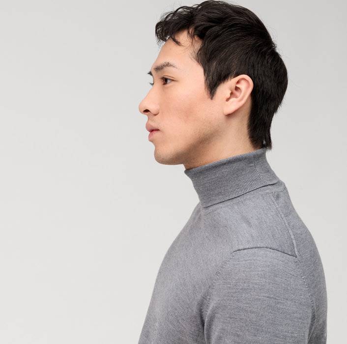 Olymp Maglione dolcevita grigio medio olymp in lana merino extra fine Promozione temporanea