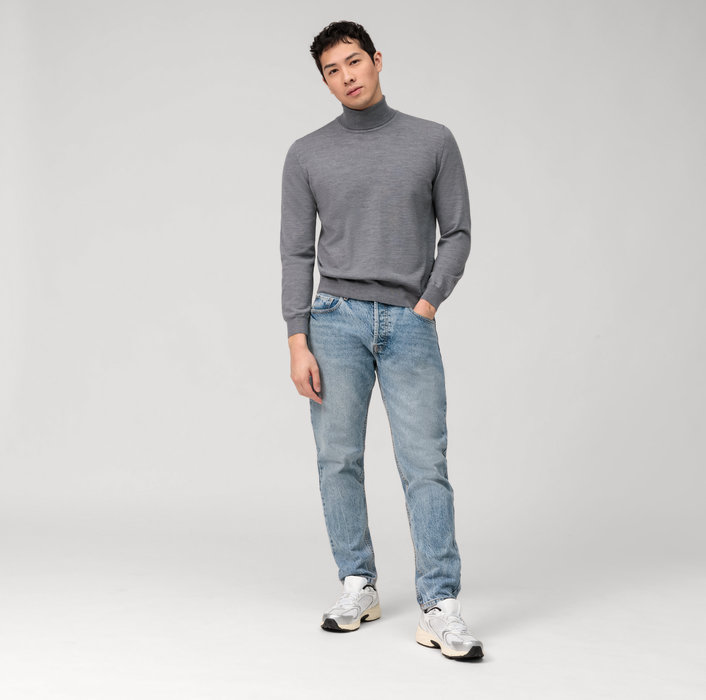 Olymp Maglione dolcevita grigio medio olymp in lana merino extra fine Promozione temporanea