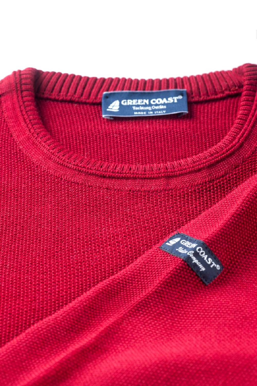 Green Coast Maglione regular fit a giro collo bordo' green coast made in italy Sostegno trimestrale