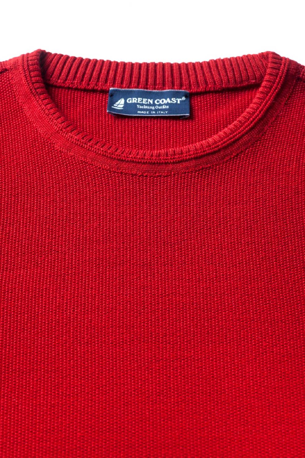 Green Coast Maglione regular fit a giro collo rosso green coast made in italy Fino al 55% di sconto