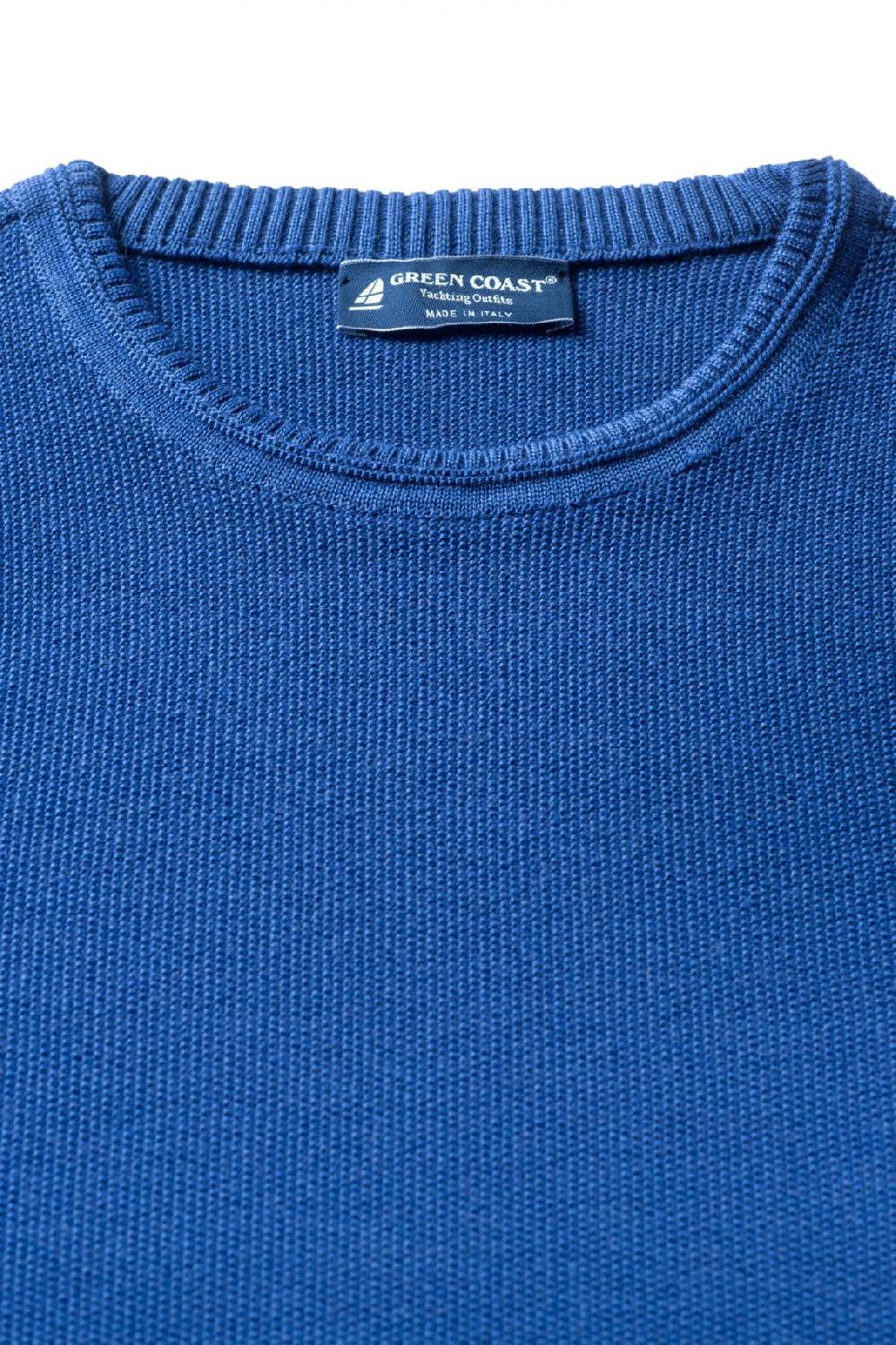 Green Coast Maglione regular fit a giro collo azzurro green coast made in italy Discount Store per i nuovi prodotti