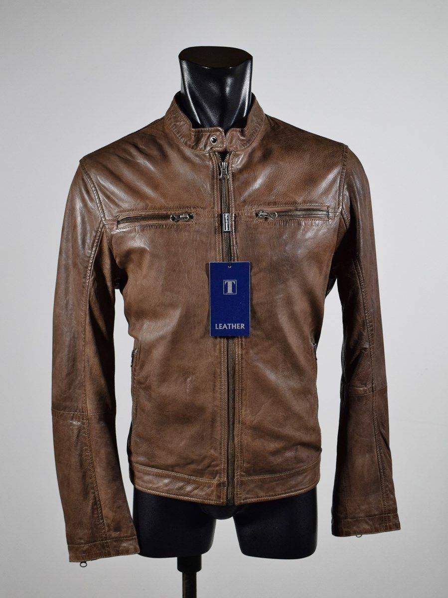 Talenti Giubbino corto marrone in pelle invecchiata talenti vestibilità slim fit Limitato a 3 giorni