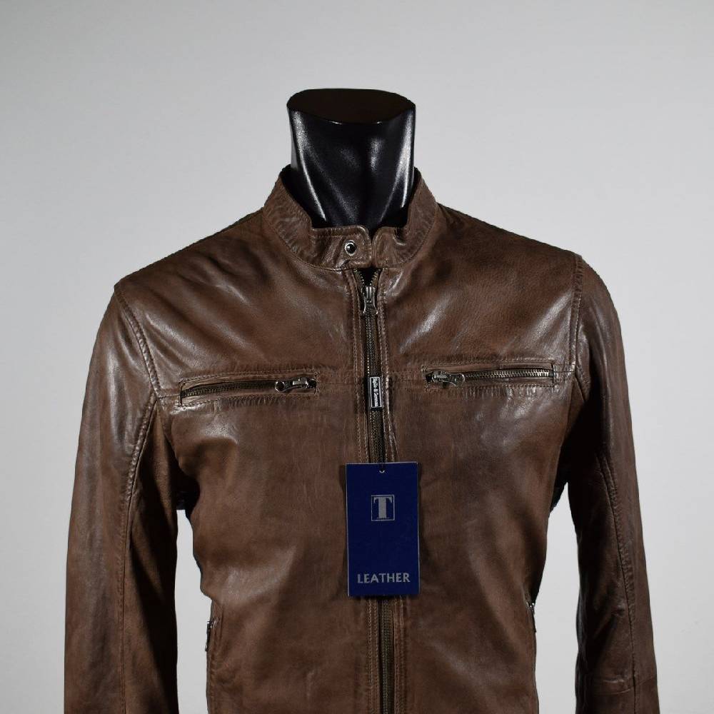 Talenti Giubbino corto marrone in pelle invecchiata talenti vestibilità slim fit Limitato a 3 giorni