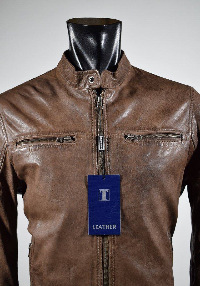 Talenti Giubbino corto marrone in pelle invecchiata talenti vestibilità slim fit Limitato a 3 giorni