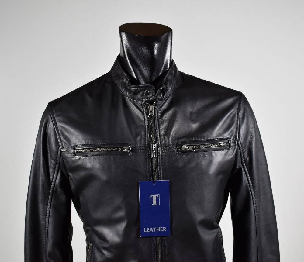 Talenti Giubbino in pelle nero a fondo dritto talenti primavera estate Esporta salva