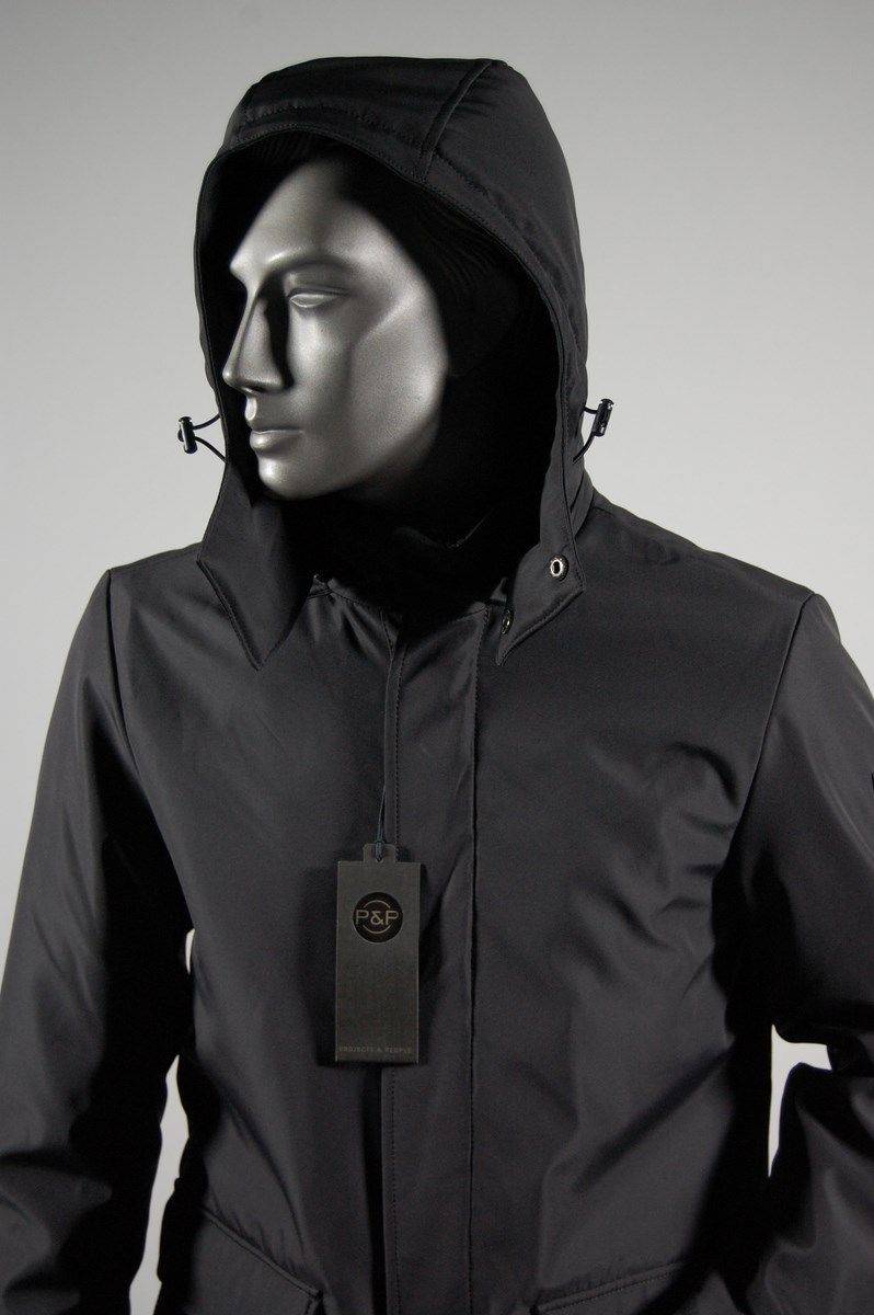 Projects & People Giaccone parka taglio elegante accoppiato con cappuccio due colori Italia