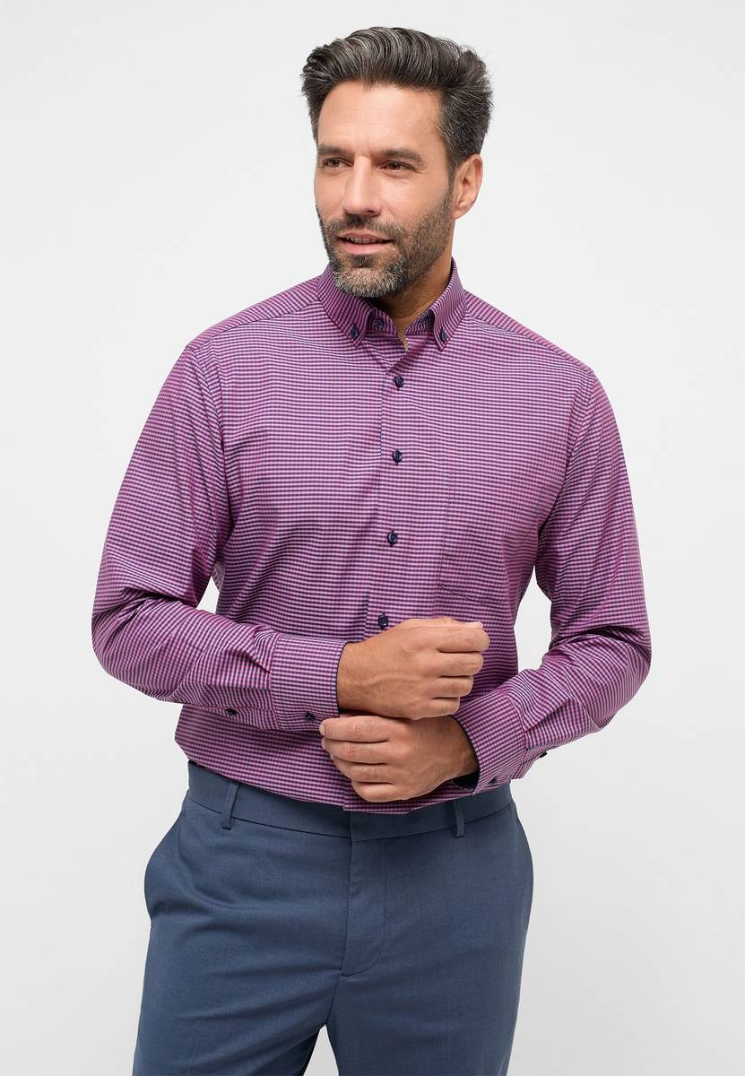 Eterna Camicia eterna a quadretti rosso modern fit