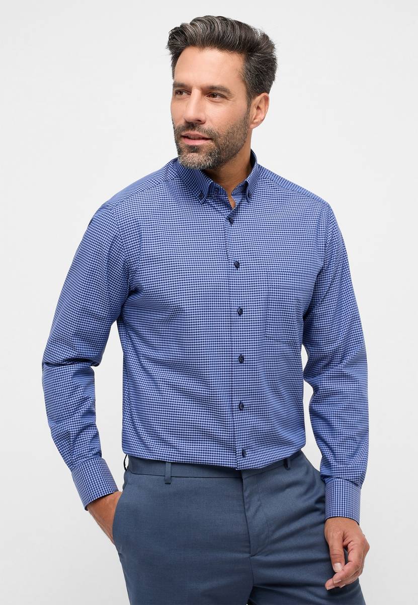 Eterna Camicia eterna a quadretti azzurro modern fit Negozi Online