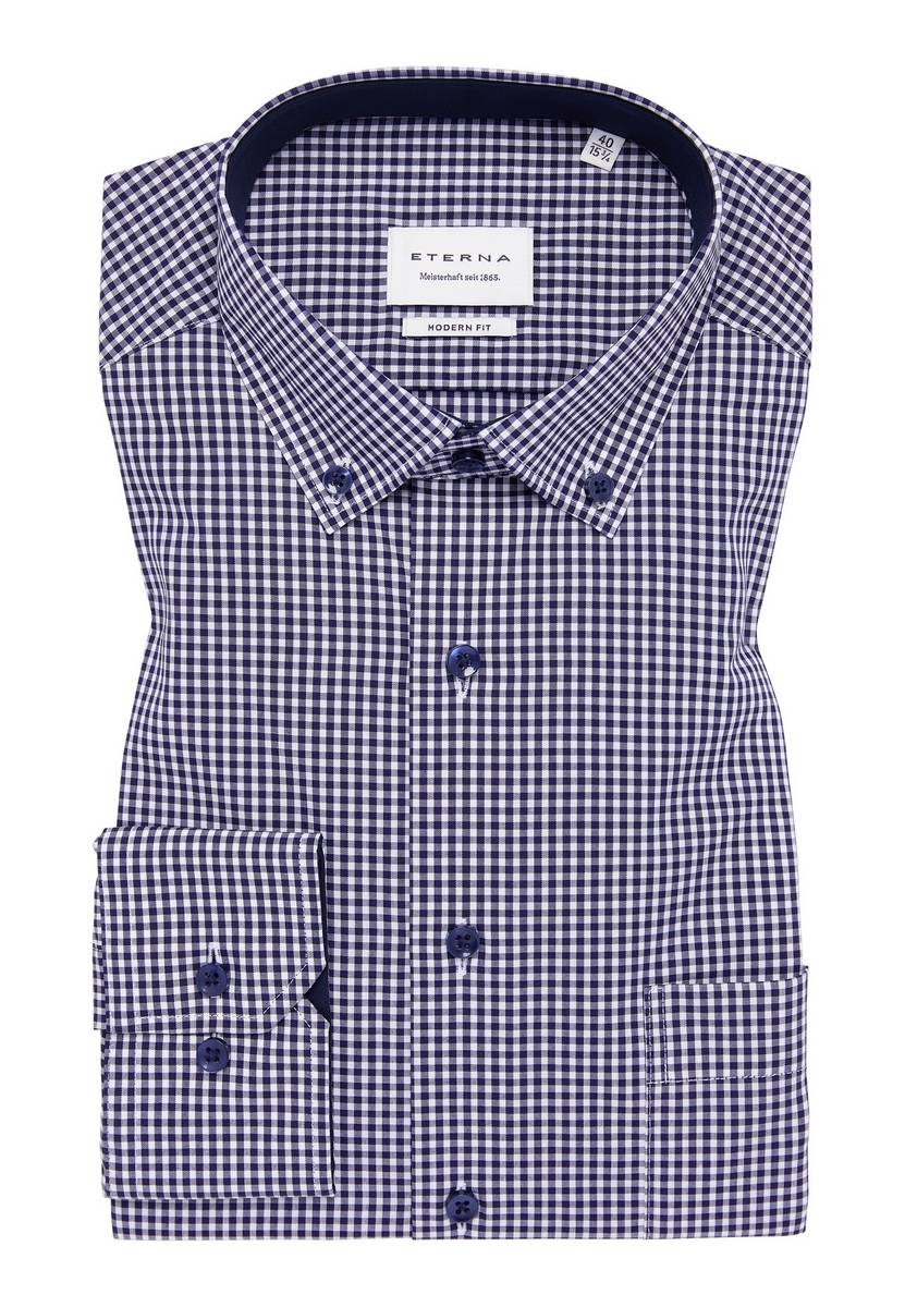 Eterna Camicia eterna a quadretti blu modern fit Acquista Ora